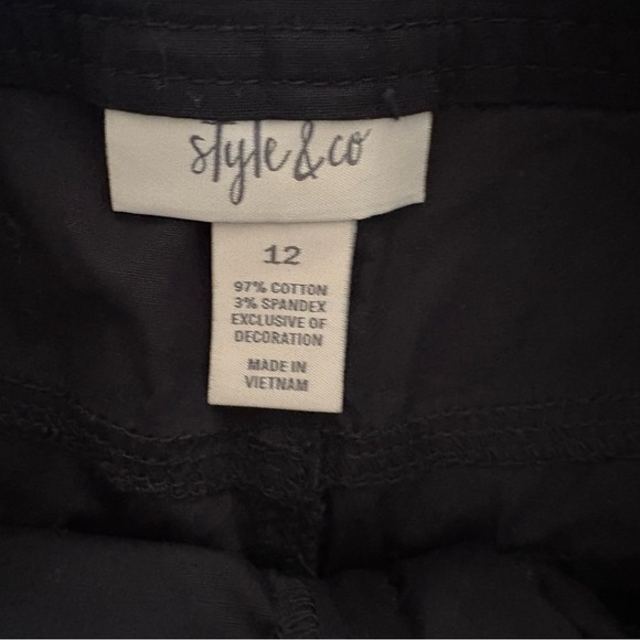 Style & Co Womens Black Cotton Blend Flat Cargo Shorts Size 12 - Picture 4 of 9